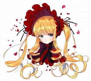 Rating: Safe Score: 0 Tags: 1girl bangs blonde_hair blue_eyes blush bow dress eyebrows_visible_through_hair flower image long_hair looking_at_viewer petals red_flower rose rose_petals shinku simple_background solo striped twintails white_background User: admin