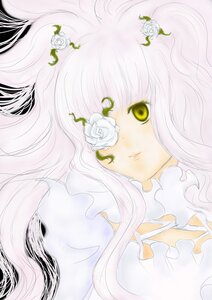 Rating: Safe Score: 0 Tags: 1girl dress flower image kirakishou long_hair rose solo white_flower white_hair white_rose white_theme yellow_eyes User: admin