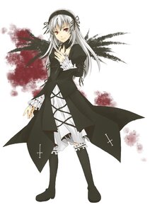 Rating: Safe Score: 0 Tags: 1girl auto_tagged black_dress black_wings boots dress flower frilled_sleeves frills full_body hairband image long_hair long_sleeves looking_at_viewer puffy_sleeves red_eyes ribbon rose silver_hair simple_background solo standing suigintou white_background wings User: admin