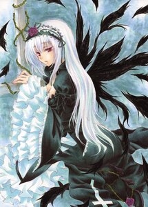 Rating: Safe Score: 0 Tags: 1girl aoi_yuuka_(ao_no_kokoro) black_wings breasts cleavage colored_pencil_(medium) commentary_request dress eyelashes feathers flower frilled_sleeves frills gothic_lolita hairband image lolita_fashion long_hair long_sleeves looking_at_viewer marker_(medium) medium_breasts pastel_(medium) purple_flower purple_rose red_eyes rose rozen_maiden silver_hair solo suigintou thorns traditional_media very_long_hair watercolor_(medium) white_hair wings User: admin