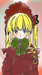 Rating: Safe Score: 0 Tags: 1girl bangs blonde_hair blue_eyes bonnet bow bowtie capelet dress green_bow green_neckwear image long_hair long_sleeves looking_at_viewer red_capelet red_dress shinku sidelocks solo twintails upper_body User: admin