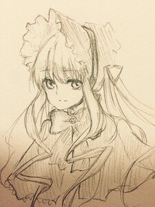 Rating: Safe Score: 0 Tags: 1girl bangs capelet closed_mouth dress eyebrows_visible_through_hair frills hair_between_eyes image long_hair looking_at_viewer monochrome shinku sidelocks simple_background sketch solo twintails upper_body User: admin