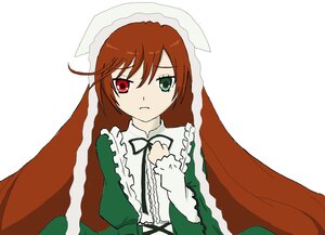 Rating: Safe Score: 0 Tags: 1girl brown_hair dress frown green_dress green_eyes heterochromia image long_hair long_sleeves looking_at_viewer red_eyes simple_background solo suiseiseki very_long_hair white_background User: admin