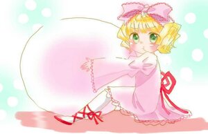 Rating: Safe Score: 0 Tags: 1girl blonde_hair blush bow dress frills full_body green_eyes hair_bow hina_ichigo hinaichigo image long_sleeves looking_at_viewer pink_bow pink_dress polka_dot polka_dot_background short_hair smile solo white_legwear User: admin