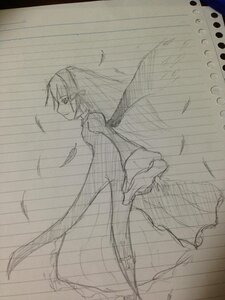 Rating: Safe Score: 0 Tags: 1girl dress greyscale image long_sleeves looking_at_viewer monochrome sketch solo suigintou wings User: admin