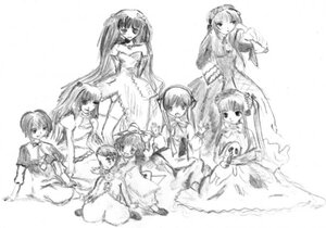 Rating: Safe Score: 0 Tags: 6+girls bow dress hairband image long_hair long_sleeves looking_at_viewer monochrome multiple multiple_girls possible_duplicate short_hair siblings simple_background sisters smile suigintou suiseiseki tagme twins twintails two_side_up very_long_hair white_background wings User: admin