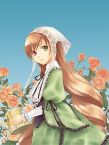 Rating: Safe Score: 0 Tags: 1girl auto_tagged brown_hair dress flower frills green_dress green_eyes heterochromia image lolita_fashion long_hair long_sleeves looking_at_viewer pink_flower pink_rose red_eyes red_flower red_rose ribbon rose smile solo suiseiseki very_long_hair watering_can User: admin