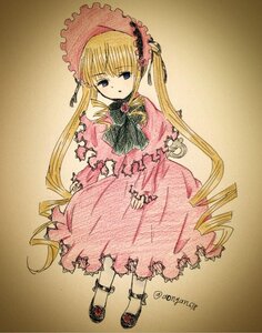 Rating: Safe Score: 0 Tags: 1girl auto_tagged blonde_hair blue_eyes blush bonnet bow bowtie dress frills full_body image long_hair long_sleeves looking_at_viewer red_dress shinku solo traditional_media twintails very_long_hair User: admin