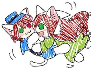 Rating: Safe Score: 0 Tags: animal_ears blush cat_ears cat_tail feathers green_eyes hat heterochromia image pair red_hair smile souseiseki striped suiseiseki tail wings User: admin