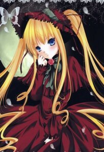 Rating: Safe Score: 0 Tags: 1girl blonde_hair blue_eyes blush bow bug butterfly dress flower image insect long_hair long_sleeves looking_at_viewer pink_rose red_dress rose shinku solo twintails very_long_hair User: admin