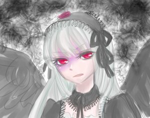 Rating: Safe Score: 0 Tags: 1girl :d bangs black_dress black_ribbon black_wings detached_collar dress feathered_wings flower frills hairband image long_hair long_sleeves looking_at_viewer red_eyes ribbon rose silver_hair solo suigintou wings User: admin