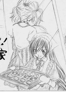 Rating: Safe Score: 0 Tags: 2girls :d capelet dress greyscale image long_sleeves looking_at_viewer monochrome multiple_girls open_mouth sakurada_nori smile solo suiseiseki traditional_media twintails User: admin