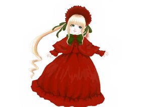 Rating: Safe Score: 0 Tags: 1girl bangs blonde_hair bonnet bow bowtie dress flower green_bow green_eyes image long_hair long_sleeves looking_at_viewer red_dress rose shinku simple_background solo twintails very_long_hair white_background User: admin