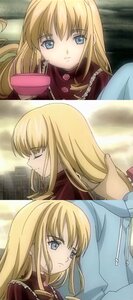 Rating: Safe Score: 0 Tags: 1boy 1girl blonde_hair blue_eyes closed_eyes comic image indoors long_hair shinku solo User: admin