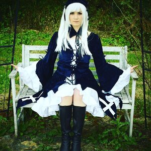 Rating: Safe Score: 0 Tags: 1girl black_footwear black_legwear boots dress grass hat long_hair long_sleeves nature outdoors overgrown solo standing suigintou thighhighs tree white_hair zettai_ryouiki User: admin