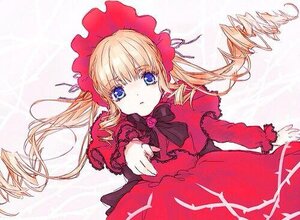 Rating: Safe Score: 0 Tags: 1girl blonde_hair blue_eyes bow bowtie dress drill_hair flower image long_hair long_sleeves looking_at_viewer red_dress shinku solo twintails User: admin