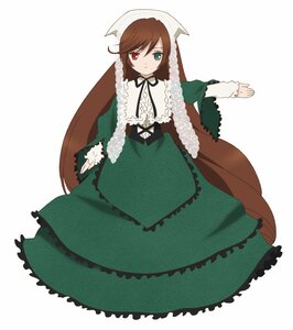Rating: Safe Score: 0 Tags: 1girl auto_tagged black_ribbon brown_hair dress frills green_dress green_eyes heterochromia image long_hair long_sleeves looking_at_viewer red_eyes simple_background solo suiseiseki very_long_hair white_background User: admin