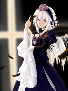 Rating: Safe Score: 0 Tags: 1girl black_wings dress feathers flower frills hairband image juliet_sleeves lolita_hairband long_hair long_sleeves looking_at_viewer pink_eyes puffy_sleeves purple_eyes silver_hair solo suigintou wings User: admin