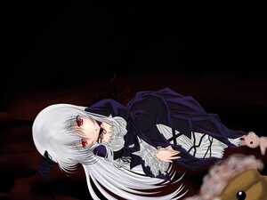Rating: Safe Score: 0 Tags: 1girl black_dress dress frills full_body image juliet_sleeves long_hair long_sleeves looking_at_viewer red_eyes silver_hair solo stuffed_animal suigintou User: admin