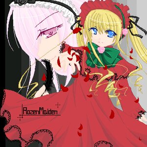 Rating: Safe Score: 0 Tags: 2girls blonde_hair blue_eyes bonnet bow dress flower frills green_bow hairband image long_hair long_sleeves looking_at_viewer multiple_girls pair petals rose shinku solo suigintou twintails User: admin