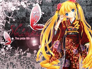 Rating: Safe Score: 0 Tags: 1girl blonde_hair blue_eyes floral_print flower hair_flower hair_ornament image japanese_clothes kimono long_hair shinku solo twintails umbrella very_long_hair wide_sleeves User: admin