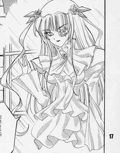 Rating: Safe Score: 0 Tags: 1girl barasuishou breasts dress frills greyscale hair_ornament image long_hair long_sleeves looking_at_viewer monochrome solo traditional_media very_long_hair User: admin