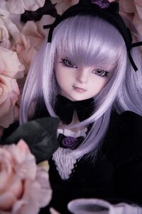 Rating: Safe Score: 0 Tags: 1girl bangs black_dress black_ribbon blurry blurry_foreground closed_mouth depth_of_field doll dress flower frills gothic_lolita hairband lips lolita_fashion lolita_hairband long_hair looking_at_viewer ribbon rose solo suigintou User: admin