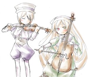 Rating: Safe Score: 0 Tags: 2girls blonde_hair blush bow_(instrument) closed_eyes dress eighth_note hat heterochromia holding_instrument image instrument keyboard_(instrument) long_hair long_sleeves multiple_girls music musical_note pair playing_instrument short_hair siblings simple_background sisters souseiseki suiseiseki top_hat very_long_hair violin white_background User: admin