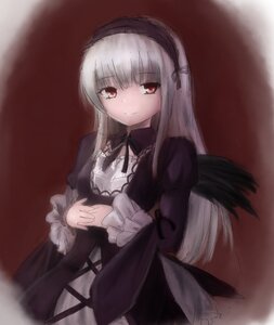 Rating: Safe Score: 0 Tags: 1girl bangs black_dress black_ribbon closed_mouth dress eyebrows_visible_through_hair frills hairband image juliet_sleeves long_hair long_sleeves looking_at_viewer own_hands_together puffy_sleeves red_eyes ribbon silver_hair simple_background smile solo suigintou very_long_hair wings User: admin