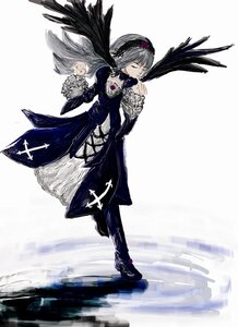 Rating: Safe Score: 0 Tags: 1girl black_dress black_wings boots closed_eyes cross dress flower full_body hairband image long_hair long_sleeves silver_hair solo standing suigintou wings User: admin