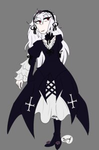 Rating: Safe Score: 0 Tags: 1girl black_dress boots dress frilled_sleeves frills full_body hairband image long_hair long_sleeves red_eyes solo standing suigintou User: admin