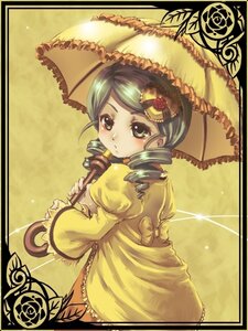 Rating: Safe Score: 0 Tags: 1girl black_umbrella blush border commentary_request dress drill_hair flower frills green_eyes green_hair grey_hair hachi_(hachikichi) hair_ornament heart holding_umbrella image kanaria long_sleeves looking_at_viewer parasol rose rozen_maiden short_hair solo twin_drills twintails umbrella yellow_background User: admin