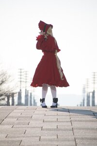 Rating: Safe Score: 0 Tags: 1girl black_footwear blurry depth_of_field dress frills long_sleeves red_dress shinku shoes solo standing white_legwear User: admin