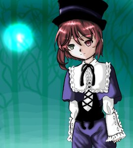 Rating: Safe Score: 0 Tags: 1girl brown_hair capelet collar dress expressionless frills green_eyes hat heterochromia image long_sleeves looking_at_viewer red_eyes short_hair solo souseiseki top_hat User: admin