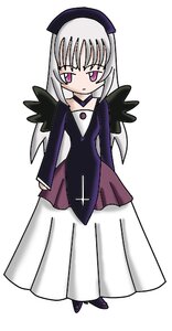 Rating: Safe Score: 0 Tags: 1girl black_headwear black_wings choker dress full_body hat image long_hair long_sleeves looking_at_viewer purple_eyes simple_background solo standing suigintou white_background wings User: admin