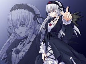 Rating: Safe Score: 0 Tags: 1girl black_dress dress flower frills hairband image long_hair long_sleeves looking_at_viewer red_eyes ribbon silver_hair smile solo suigintou wings zoom_layer User: admin