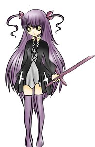 Rating: Safe Score: 0 Tags: 1girl costume_switch dress hair_ribbon image long_hair purple_hair purple_legwear ribbon solo standing striped thighhighs two_side_up very_long_hair weapon yellow_eyes zettai_ryouiki User: admin