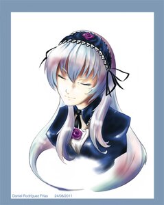 Rating: Safe Score: 0 Tags: 1girl bangs closed_eyes closed_mouth detached_collar flower hairband image long_hair long_sleeves ribbon rose silver_hair simple_background smile solo suigintou upper_body white_background User: admin