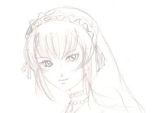 Rating: Safe Score: 0 Tags: 1girl closed_mouth hairband image looking_at_viewer monochrome simple_background sketch smile solo suigintou white_background User: admin