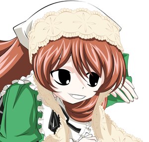 Rating: Safe Score: 0 Tags: 1girl black_eyes brown_hair dress frills green_dress grin hat image long_hair long_sleeves simple_background smile solo suiseiseki User: admin