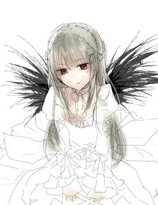Rating: Safe Score: 0 Tags: 1girl bangs black_wings doll_joints dress eyebrows_visible_through_hair feathered_wings feathers frills hairband image long_hair long_sleeves looking_at_viewer red_eyes ribbon rose solo suigintou white_background wings User: admin