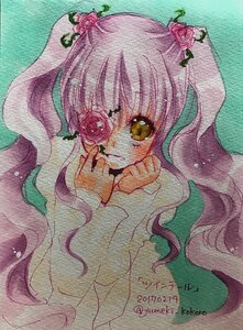 Rating: Safe Score: 0 Tags: 1girl flower hair_flower hair_ornament image kirakishou long_hair monster_girl pink_flower pink_hair red_flower red_rose rose solo traditional_media yellow_eyes User: admin