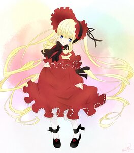 Rating: Safe Score: 0 Tags: 1girl blonde_hair blue_eyes bonnet bow bowtie dress drill_hair full_body image long_hair long_sleeves looking_at_viewer red_dress shinku shoes solo standing twintails very_long_hair User: admin