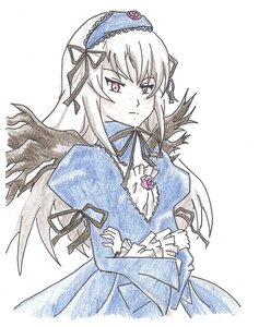 Rating: Safe Score: 0 Tags: 1girl auto_tagged black_wings dress flower frilled_sleeves frills hairband image long_hair long_sleeves looking_at_viewer pink_eyes ribbon simple_background solo suigintou traditional_media white_background wings User: admin