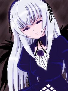 Rating: Safe Score: 0 Tags: 1girl black_dress black_wings closed_mouth detached_collar dress flower hairband half-closed_eyes image juliet_sleeves long_hair long_sleeves looking_at_viewer puffy_sleeves rose simple_background smile solo suigintou upper_body very_long_hair wings User: admin