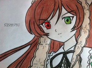 Rating: Safe Score: 0 Tags: 1girl black_neckwear black_ribbon braid closed_mouth collared_shirt green_eyes hong_meiling image long_hair looking_at_viewer neck_ribbon portrait red_eyes red_hair ribbon solo suiseiseki traditional_media twin_braids User: admin