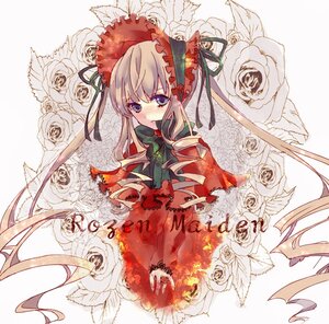 Rating: Safe Score: 0 Tags: 1girl blonde_hair blue_eyes blush bonnet dress flower hat image long_hair rose shinku solo thorns twintails very_long_hair vines white_flower white_rose User: admin