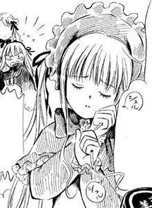 Rating: Safe Score: 0 Tags: blush closed_eyes dress frills greyscale image long_hair long_sleeves monochrome multiple_girls pair shinku sleeping suigintou twintails User: admin