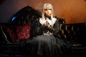 Rating: Safe Score: 0 Tags: 1girl black_dress dress flower gothic gothic_lolita interlocked_fingers lolita_fashion long_hair long_sleeves own_hands_together rose sitting solo suigintou white_hair User: admin