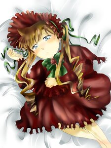 Rating: Safe Score: 0 Tags: 1girl blonde_hair blue_eyes blush bonnet bow bowtie dress drill_hair flower hat image long_hair long_sleeves lying on_back red_dress rose shinku solo torn_clothes torn_dress torn_legwear twintails User: admin